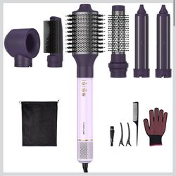 Brandnew 6-in-1 Hair Dryer Brush with Premium Aluminum Body, 110,000 RPM High-Speed Air Styler with Auto-Wrap Curlers, 200 Million Negative Ions, for 