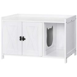 MAHANCRIS 31.5"L Cat Litter Box Enclosure White $60