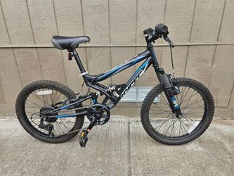 Hyper Shocker 20" 7-Speed Mountain Hybrid Kids Bike- 20" Wheels, Kids 6-13 Years - Dual Shocks (Black, Childrens) BMX MSRP $178