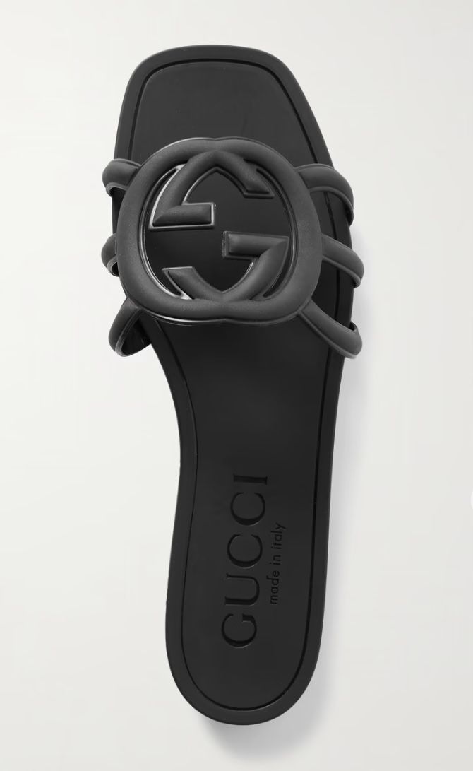 Gucci Women’s Interlocking G Slide Sandals | Black | US Size 8