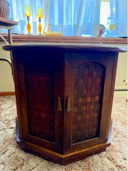 Unique round wood side table