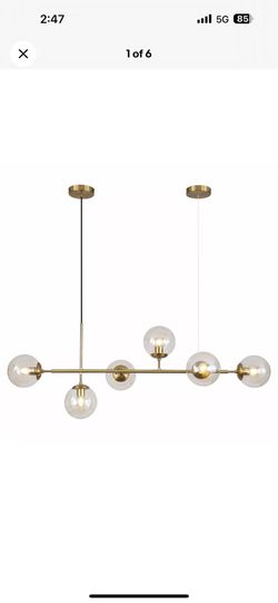 KCO Lighting Modern Brass Chandelier Mid Century Gold Sputnik Pendant Light 6-L