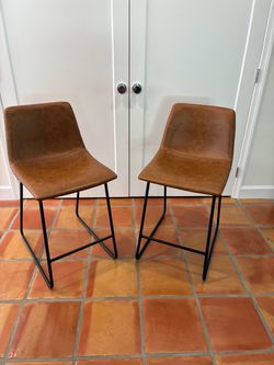 2 Target Faux Leather 24” Light Brown Counter Stools