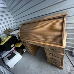 Roll Top Wooden Desk 