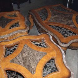 Three-piece Vintage Michael Amini Coffee Table Set