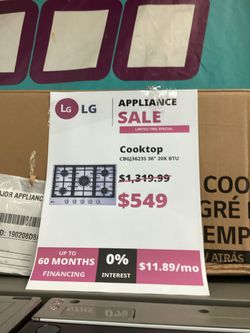 LG Cooktop CBGJ3623S 36 in 20K BTU - $549