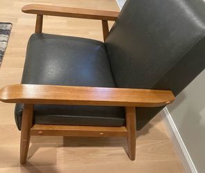 Barlow 21" Armchair Faux Leather Chair w/Tan Throw Pillow bonus