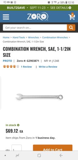 Proto 1 1/2 box wrench