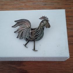 Jewelry Rooster Pin Intricate Work 