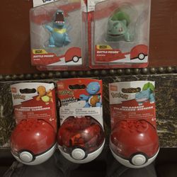 5 Pokémon Figures 2 Battle And 3 Mega Construx  Buildable Characters 