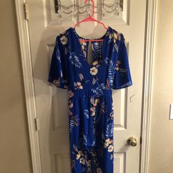 Blue maxi romper dress