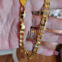 Necklace Silver Baño De Oro 18k 50cm