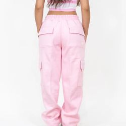 FB COUNTY HEAVYWEIGHT BAGGY CARGO SWEATPANTS BABY PINK COLOR