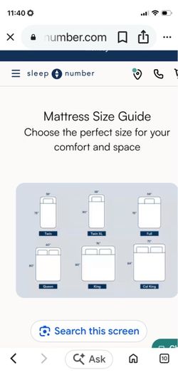 King sleep number bed