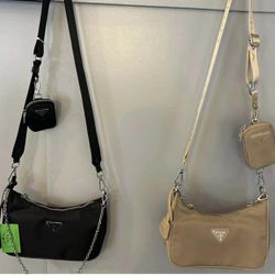 Beige Or Black Crossbody Bag New