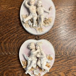 Vintage Arnart Porcelain Cherub Plaques (Set of 2)