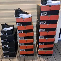 BRAND NEW JORDAN 12 “PLAYOFF” FOR SALE!!! TD SIZE 10c $85 GS SIZES 6 & 6.5 $195 MEN SIZES 8, 9, 10, 10.5, 11 & 13 $280
