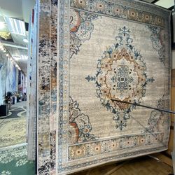 8x10 Area Rugs Carpet Rugs Medalian Design Thick Colors Beige Rust Blue
