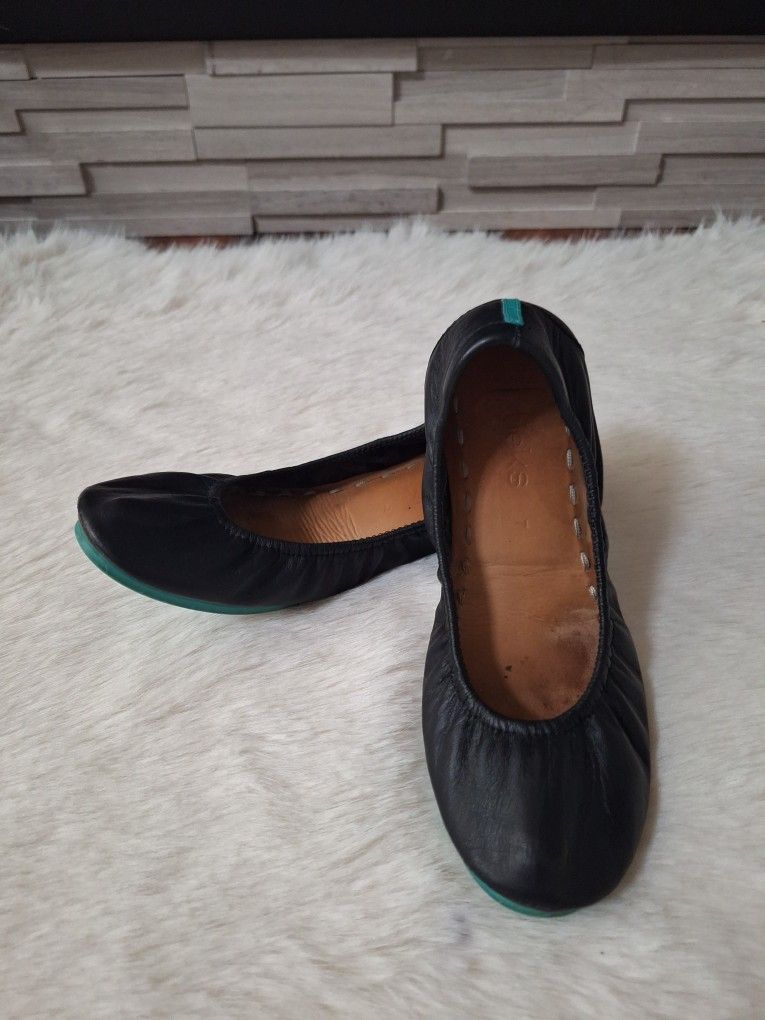 Tieks by Gavrieli Black Leather Foldable Ballet Flats , Size 7 Shoes