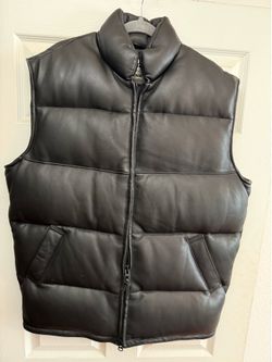 Vintage Schott NYC Leather Down Puffer Vest Black Men’s Medium Made in USA Excellent