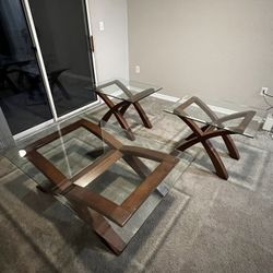 3pcs Glass Coffee Table 