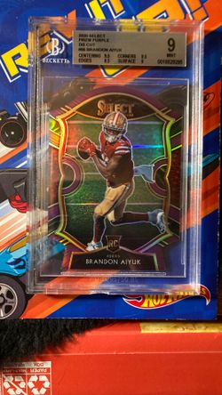 2020 49ers BRANDON AIYUK ROOKIE PRIZM PURPLE DIE-CUT BECKETT GRADED MINT 9