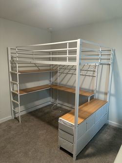 Led Loft style full bed with storage