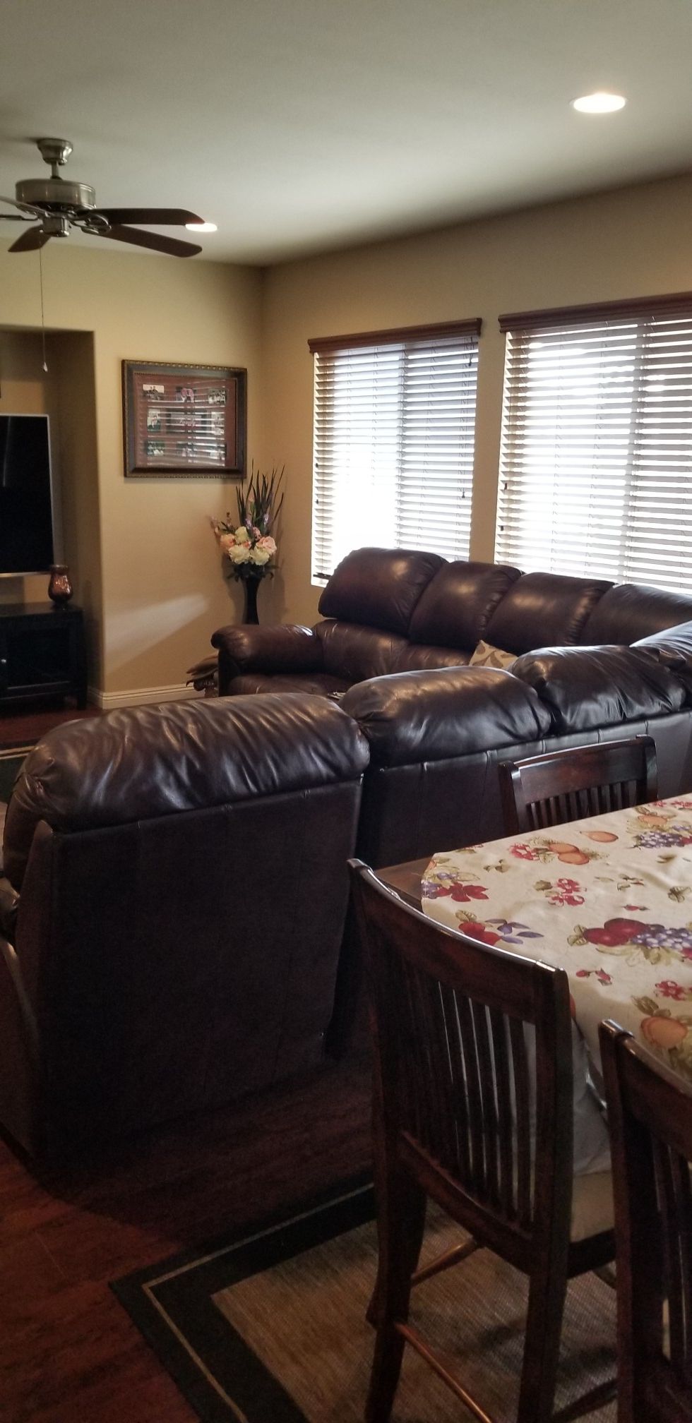 Leather sectional couches with end recliners