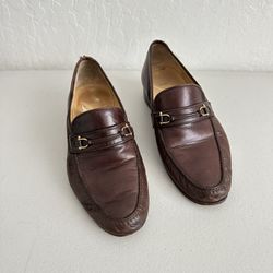 Gucci Brown Leather Loafers with Horsebit Detail