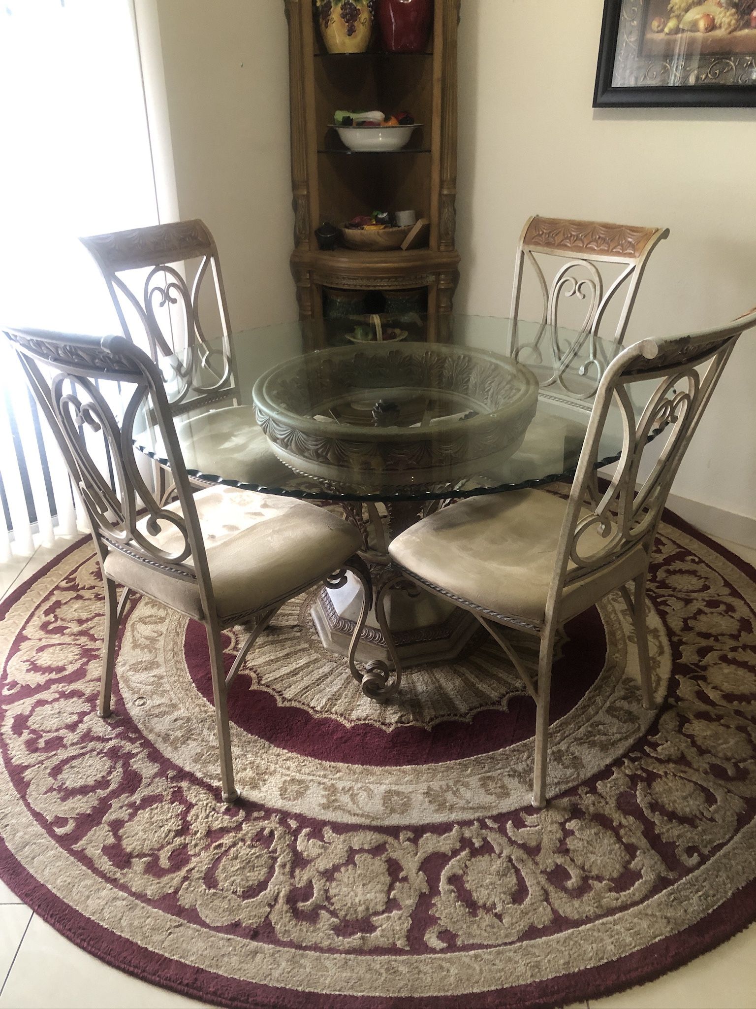 Round Glass Top table 54”