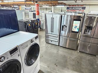 Huge Sale going on Management And Landlord Special Warehouse Full Of Nice Lightly Used Refurbished Certified Washer Dryer Fridge Stove Oven Stackable 