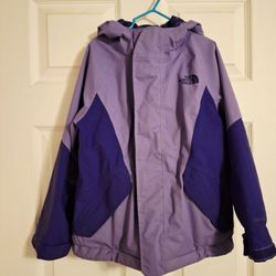Girls XS The North Face Purple Hooded Raincoat Windbreaker Jacket