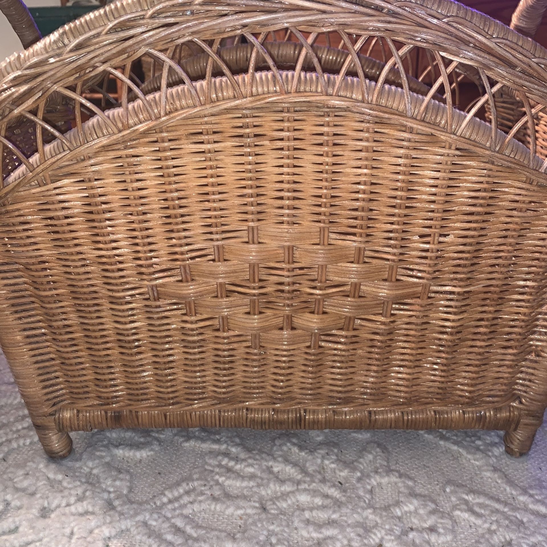 Vintage Boho Magazine Rack Wicker Handmade Beautiful