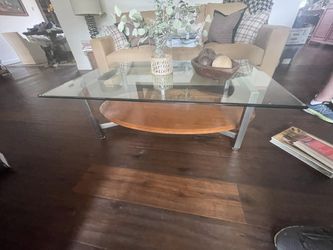 Modern Ethan Allen Glass Top Coffee Table