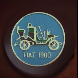 vintage Soviet-era enamel lapel pin badge featuring a 1900 Fiat car