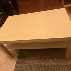 Minimalist Light Wood Coffee Table with Storage Shelf