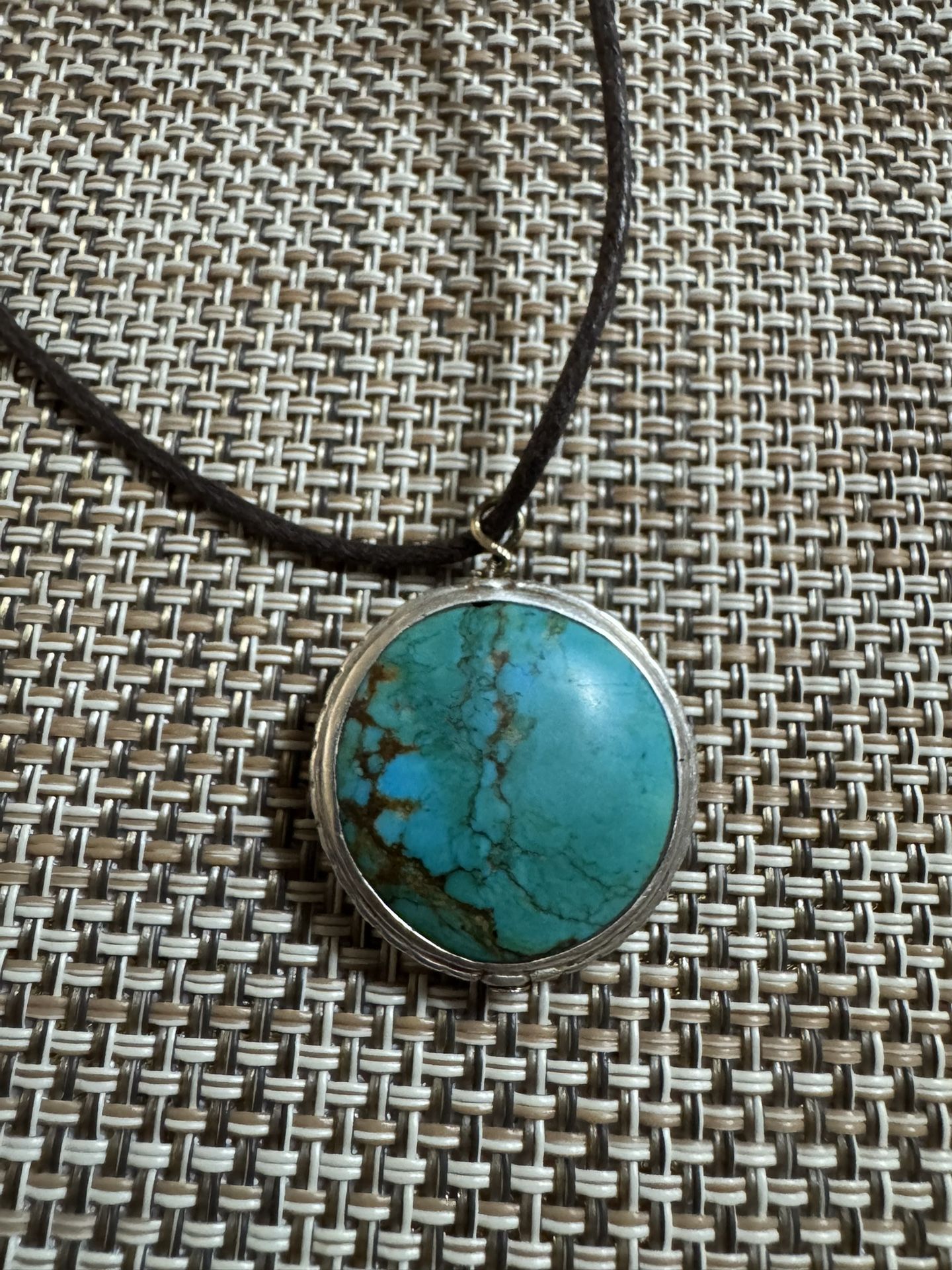 Vintage Tibetan Sterling Silver 925 Turquoise Pendant /amulet