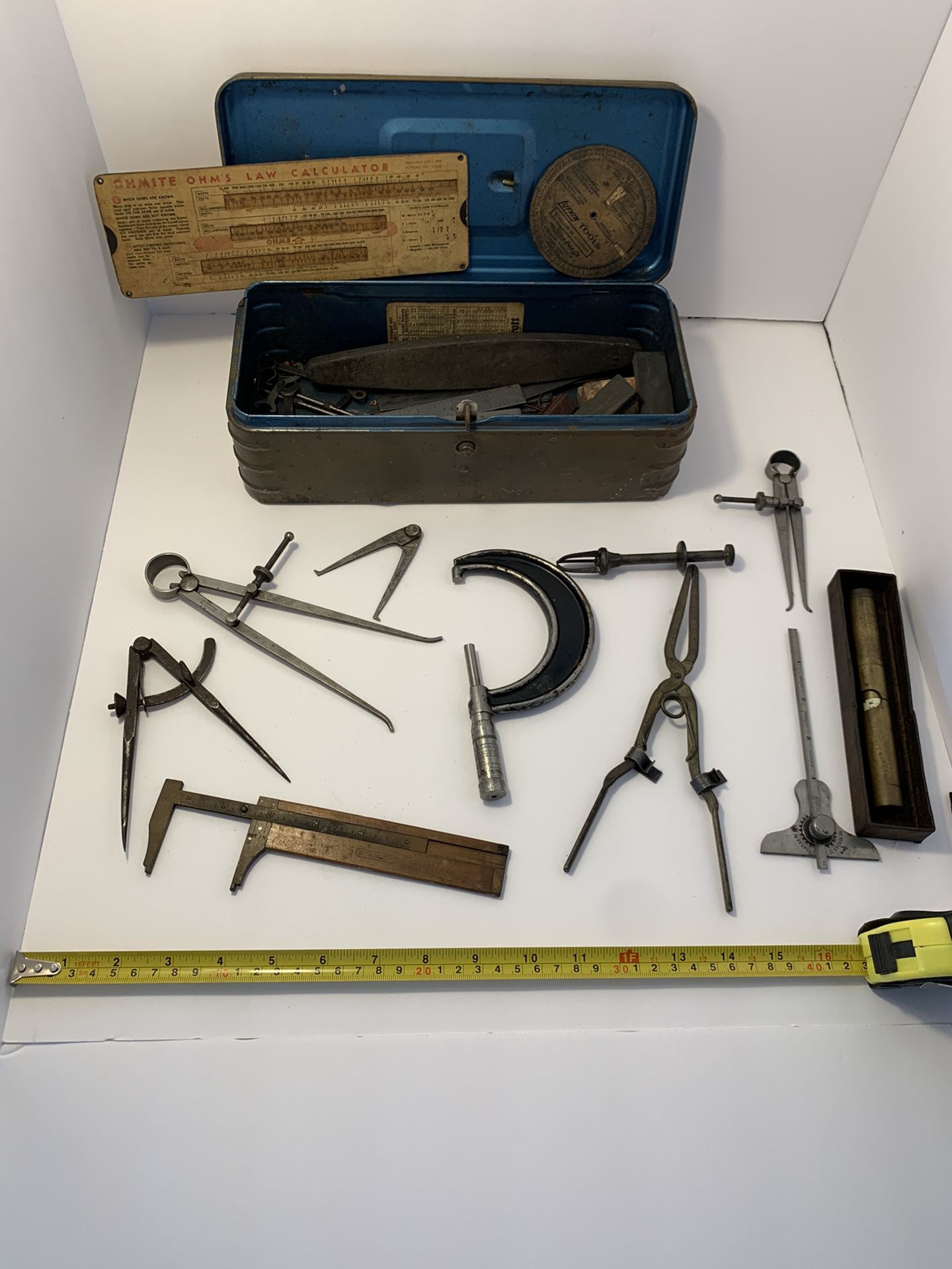 Box of engineering/draftsman (?) tools?