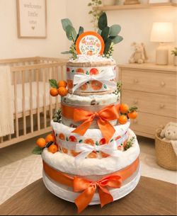 New four-Tier Orange Citrus Cutie Diaper Cake