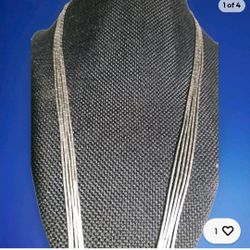 5 Strands Liquid Silver  Necklace 