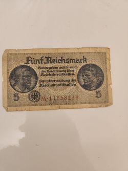 German 5 Reichsmark Banknote WWII Era