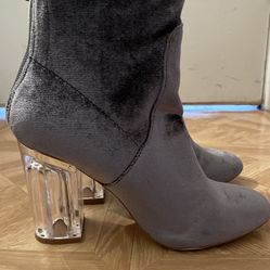 Suede Boots With Clear Heel Size 7