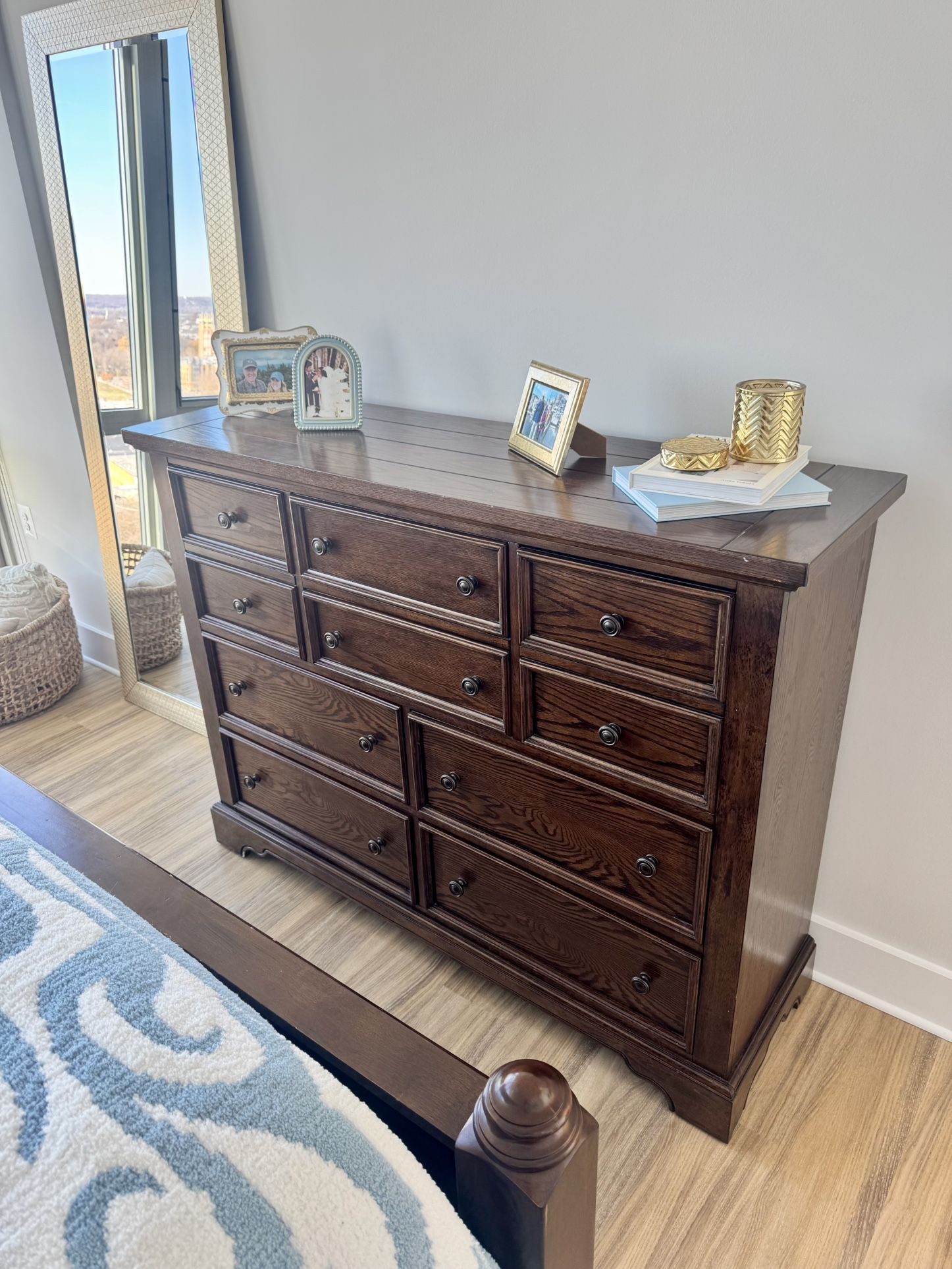 Wood Bedroom Set- Frame And Dresser