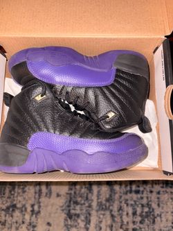Air Jordan 12 Black Purple Gold Sneakers