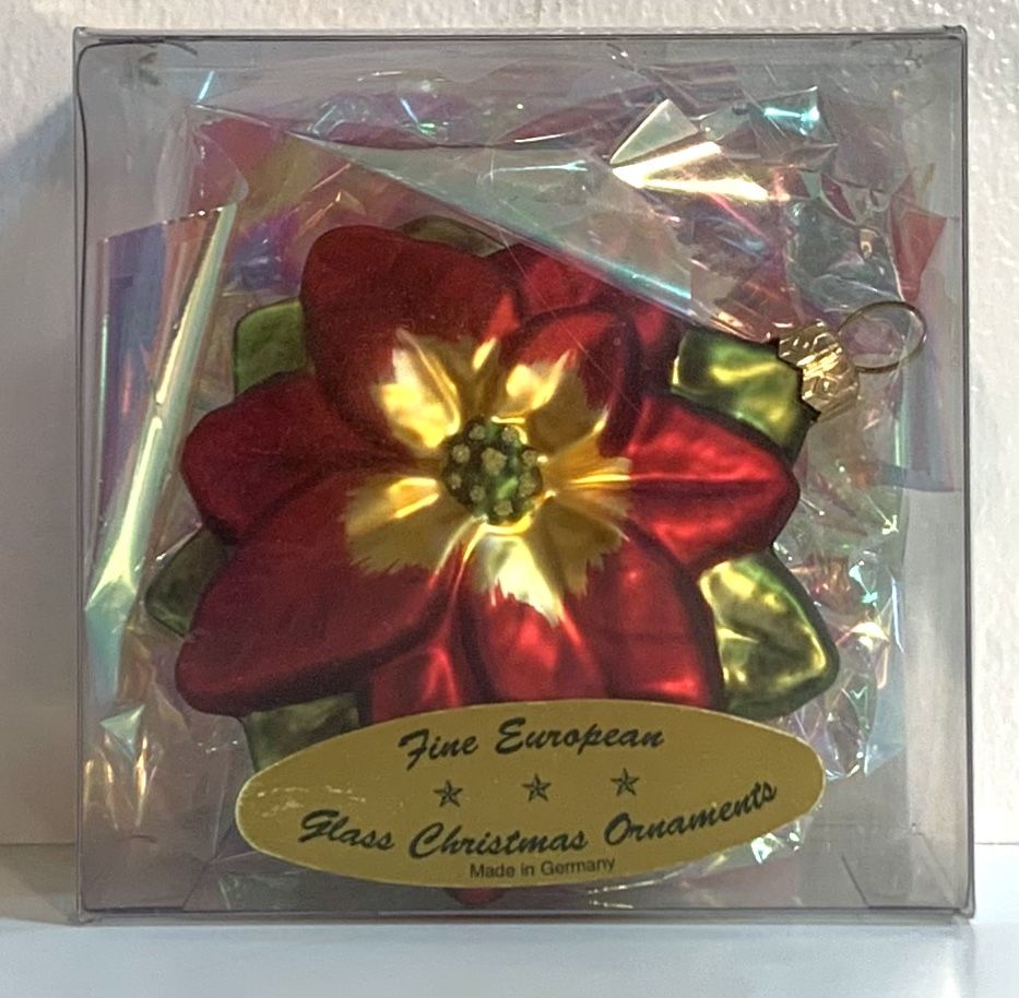 Poinsettia Glass Christmas Ornament
