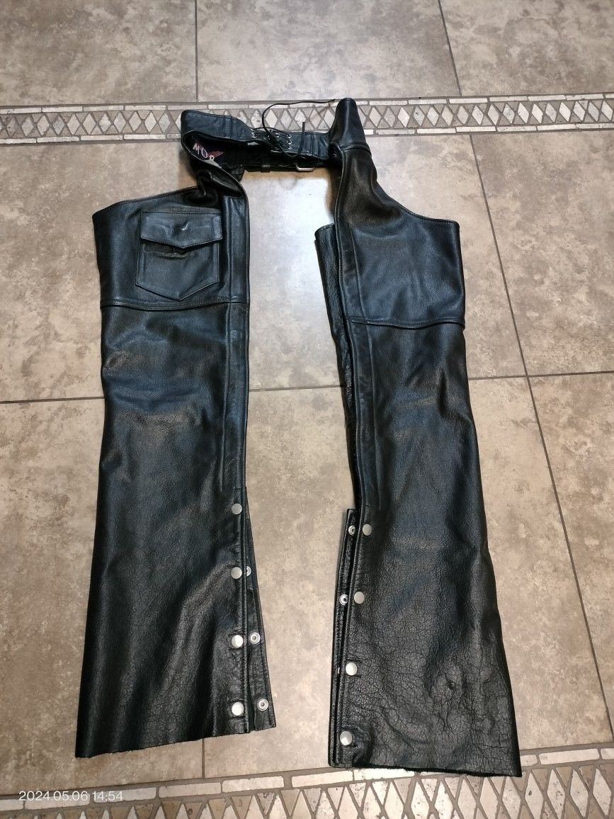 Mob Leather Chaps Motorcycle Biker Size XS