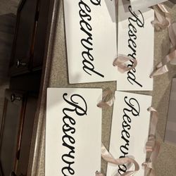 6 Reserved Signs W Pink Ribbons 