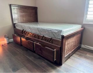 Twin Solid Wood Bed With 3 Drawers And Memory Foam Mattress $660