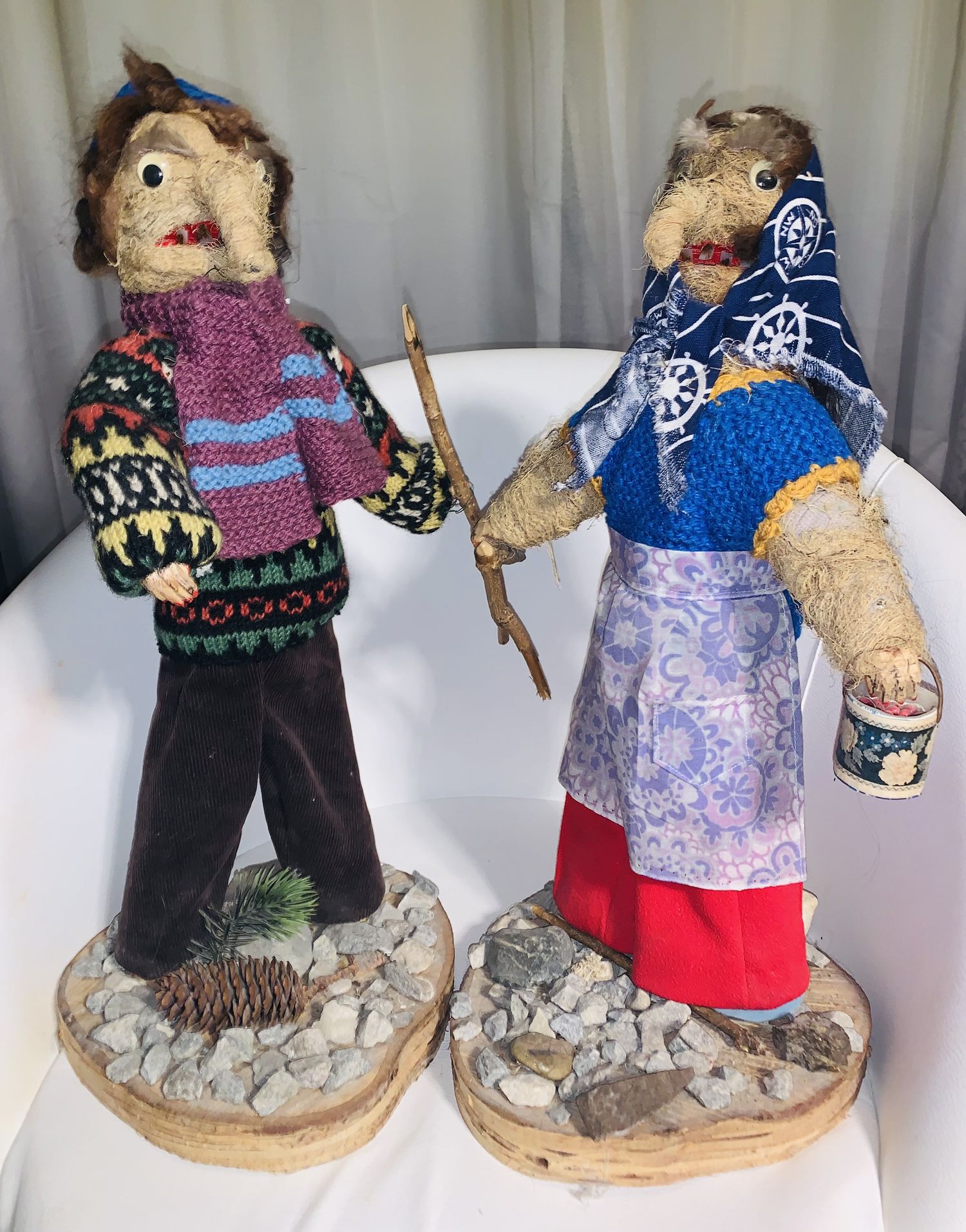 Norwegian and/or Scandinavian Folk Art Dolls Representing a Husband/Wife.   Both are 20”H X 10”W.