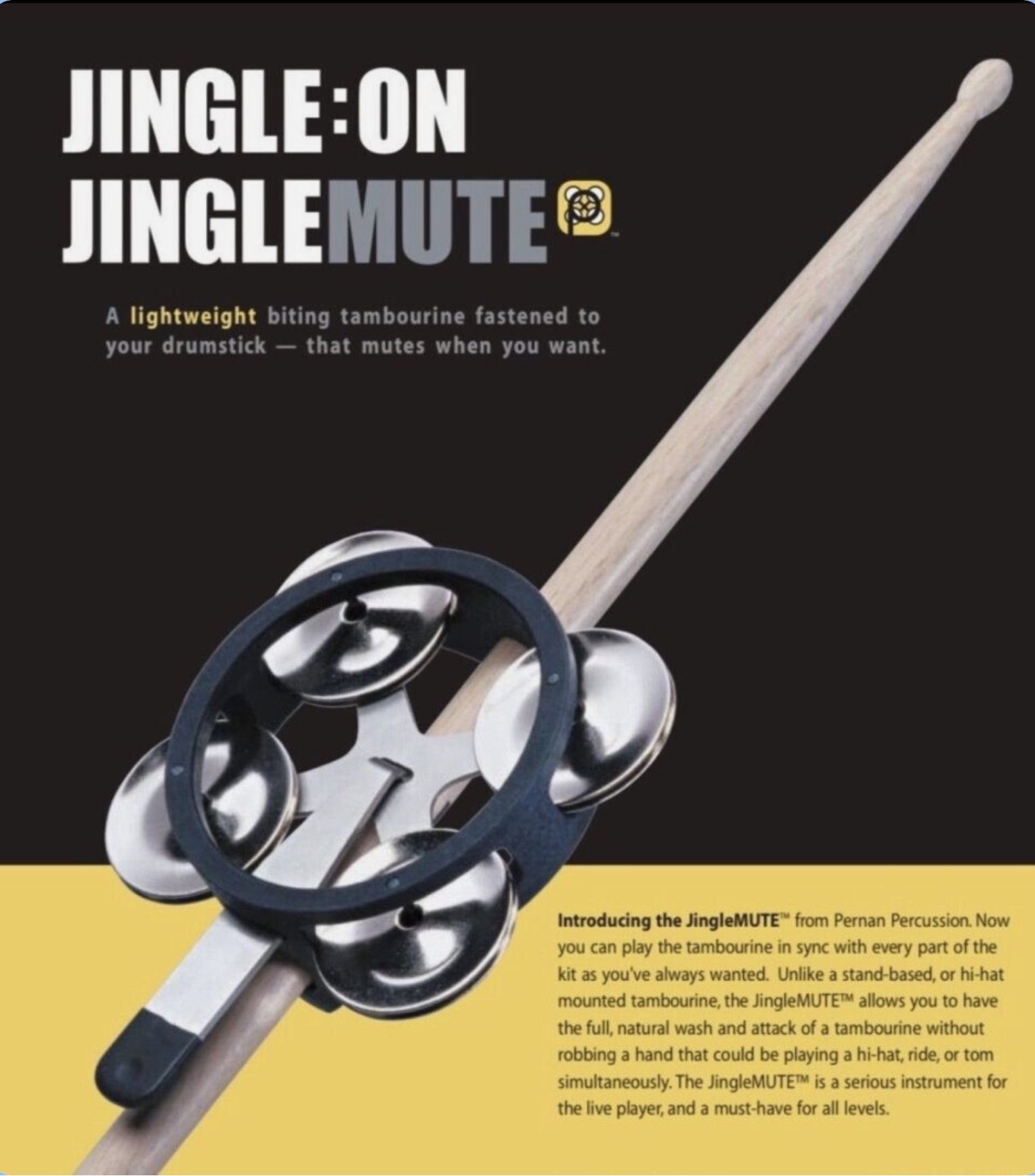 Jinglemute Drumstick MUTABLE Tambourine...MADE IN THE USA...BUY DIRECT!